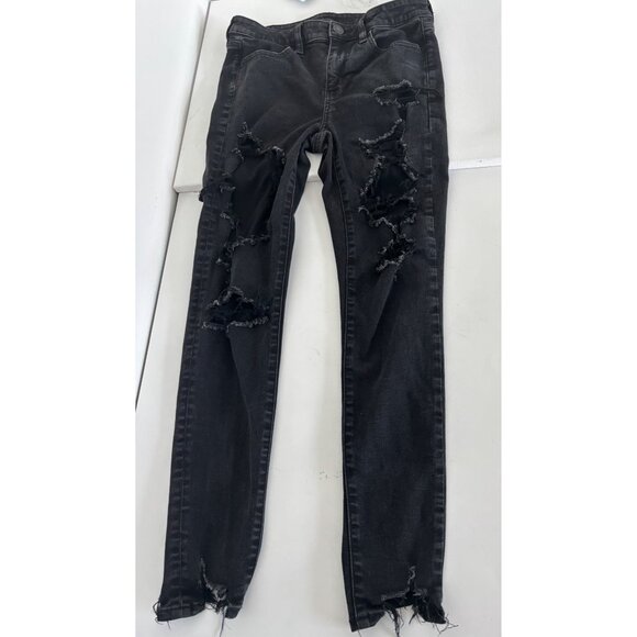 Y2K AE Jeggings 8 Next Level Stretch Distressed Grunge Streetwear Rocker Chic - Picture 14 of 14